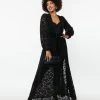 Unique Vintage Black Flocked Lace Hollywood Duster New Arrivals!