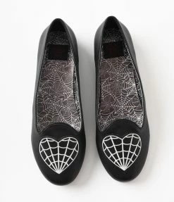 YRU (Strange Cvlt) Black Web Heart Flats