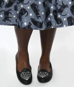 YRU (Strange Cvlt) Black Web Heart Flats