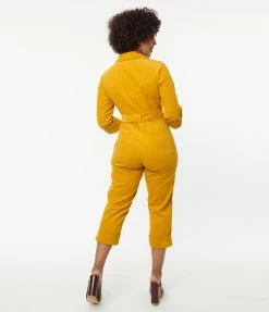 Unique Vintage Mustard Corduroy Trixie Jumpsuit Trending
