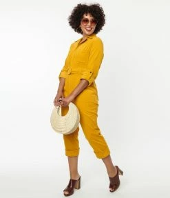 Unique Vintage Mustard Corduroy Trixie Jumpsuit Trending