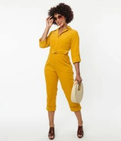 Unique Vintage Mustard Corduroy Trixie Jumpsuit Trending