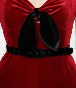 Unique Vintage Burgundy Velvet Cropped Jumpsuit