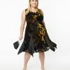 Clothing Unique Vintage Plus Size 1920s Black & Gold Velvet Floral Burnout Hemingway Flapper Dress