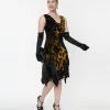Clothing Unique Vintage 1920s Black & Gold Velvet Floral Burnout Hemingway Flapper Dress