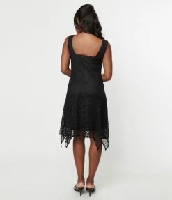 Clothing Unique Vintage 1920s Black Lace Hemingway Flapper Dress