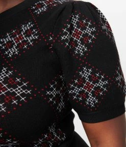 Smak Parlour Plus Size Black & White Snowflake Sweater