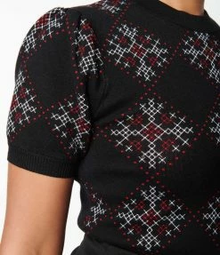 Clothing Smak Parlour Black & White Snowflake Sweater