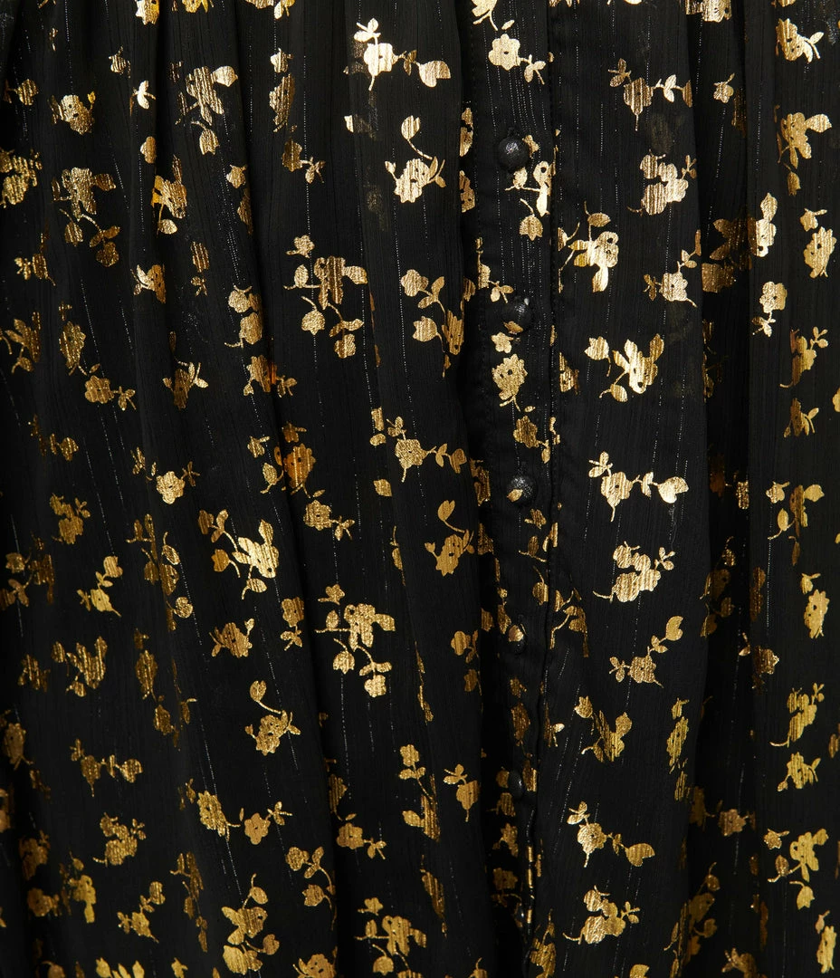 Unique Vintage Plus Size Black & Gold Foil Floral Hollie Swing Dress New Arrivals!