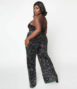 Smak Parlour Plus Size Rainbow Sequin Glamour Goddess Jumpsuit