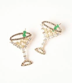 Pannee Accessories Rhinestone Martini Earrings