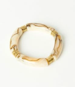 Pannee Ivory & Brown Resin Stretch Bracelet Accessories
