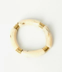 Pannee Ivory & Brown Resin Stretch Bracelet Accessories