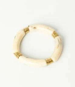 Pannee Ivory & Brown Resin Stretch Bracelet Accessories