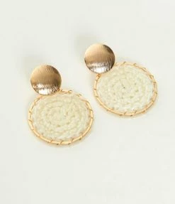 Pannee Gold & White Circle Rope Drop Earrings Accessories