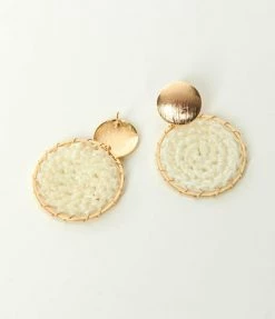 Pannee Gold & White Circle Rope Drop Earrings Accessories