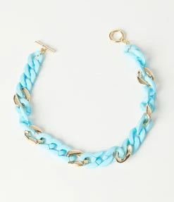 Pannee Blue & Gold Chain Necklace