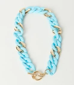 Pannee Blue & Gold Chain Necklace