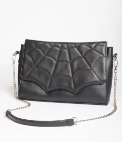 Unique Vintage Black Leatherette Spiderweb Purse