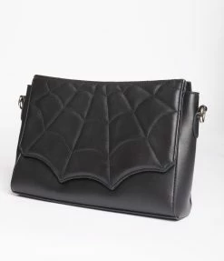 Unique Vintage Black Leatherette Spiderweb Purse