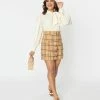 Unique Vintage Mustard Plaid Corduroy Marlo Mini Skirt