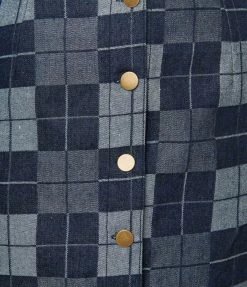 Smak Parlour Dark Denim Check Suspender Skirt