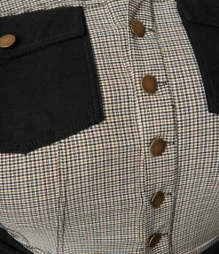 Unique Vintage Plus Size Black & Ivory Plaid Skinny Leg Bexley Jumpsuit New Arrivals!