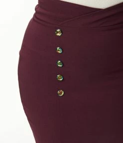 Unique Vintage Eggplant High Waist Wiggle Skirt