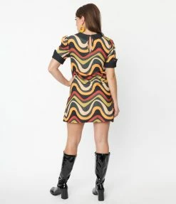 New Arrivals! Smak Parlour Yellow & Green Wavy Stripe Mini Dress