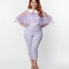 Smak Parlour Plus Size Lavender Gingham Heart Pocket Smarty Pants Capri