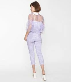 Smak Parlour Lavender Gingham Heart Pocket Smarty Pants Capri