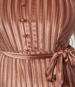 New Arrivals! Unique Vintage Plus Size Multi Orange Stripe Velvet Heddy Jumpsuit