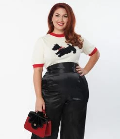 Unique Vintage Plus Size Ivory & Scottie Dog Farrow Sweater Clothing