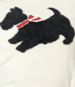 Clothing Unique Vintage Ivory & Scottie Dog Farrow Sweater