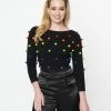 Unique Vintage Black & Rainbow Bobble Minou Sweater Clothing