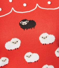 Unique Vintage Plus Size Red & Flock Of Sheep Sweater