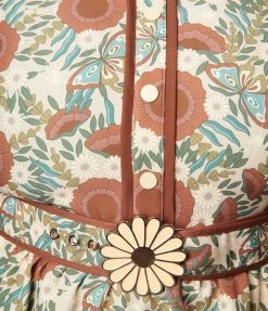 Katakomb Plus Size Ivory & Brown Botanical Print Dakota Flare Dress Trending