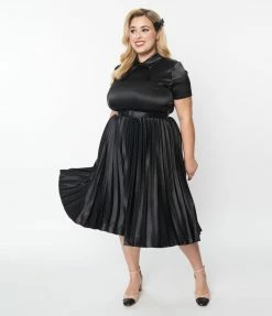 Katakomb Plus Size Black Vegan Leather Katherine Midi Dress Clothing