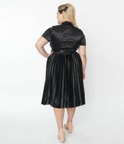 Katakomb Plus Size Black Vegan Leather Katherine Midi Dress Clothing