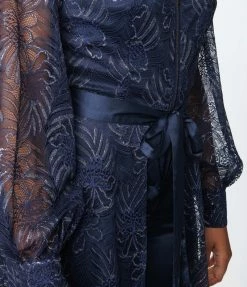 Clothing Unique Vintage Navy Sparkle Lace Jumpsuit & Skirt Overlay