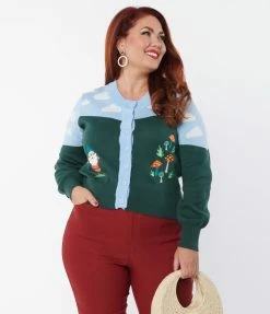 Unique Vintage Plus Size Gnome In The Sky Cardigan Trending