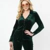 New Arrivals! Unique Vintage Emerald Peacock Velvet Blouse