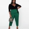 New Arrivals! Unique Vintage Plus Size Emerald Front Pleat Pants