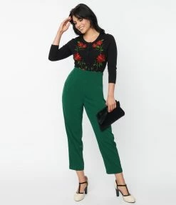 Unique Vintage Emerald Front Pleat Pants New Arrivals!