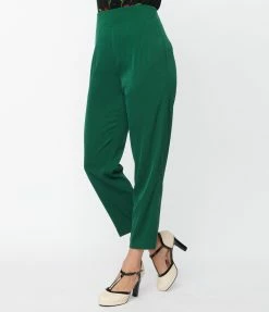 Unique Vintage Emerald Front Pleat Pants New Arrivals!