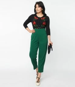 Unique Vintage Emerald Front Pleat Pants New Arrivals!
