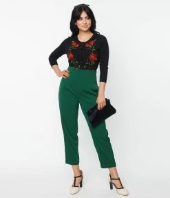 Unique Vintage Emerald Front Pleat Pants New Arrivals!