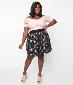 Sixteen Candles X Unique Vintage Plus Size Love Triangle Print Flare Skirt New Arrivals!