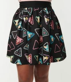 New Arrivals! Sixteen Candles X Unique Vintage Love Triangle Print Flare Skirt