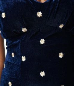 New Arrivals! Unique Vintage Navy Velvet & Cream Florals Goldwyn Gown